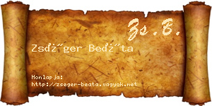 Zséger Beáta névjegykártya